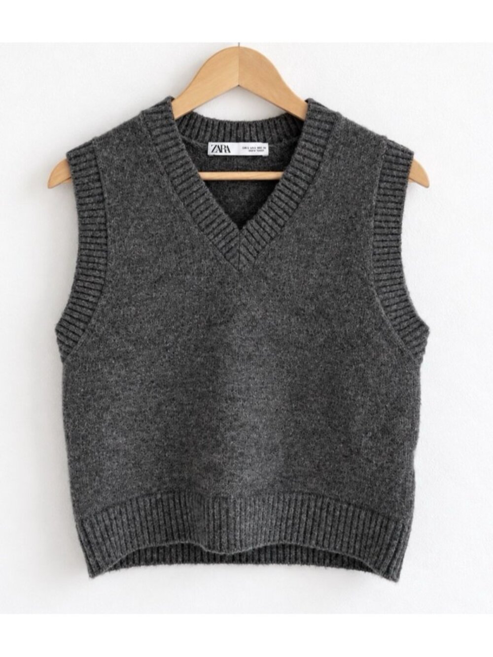 Zara Wool Blend Sleeveless Sweater Vest Quiet Luxury Grey Women’s S